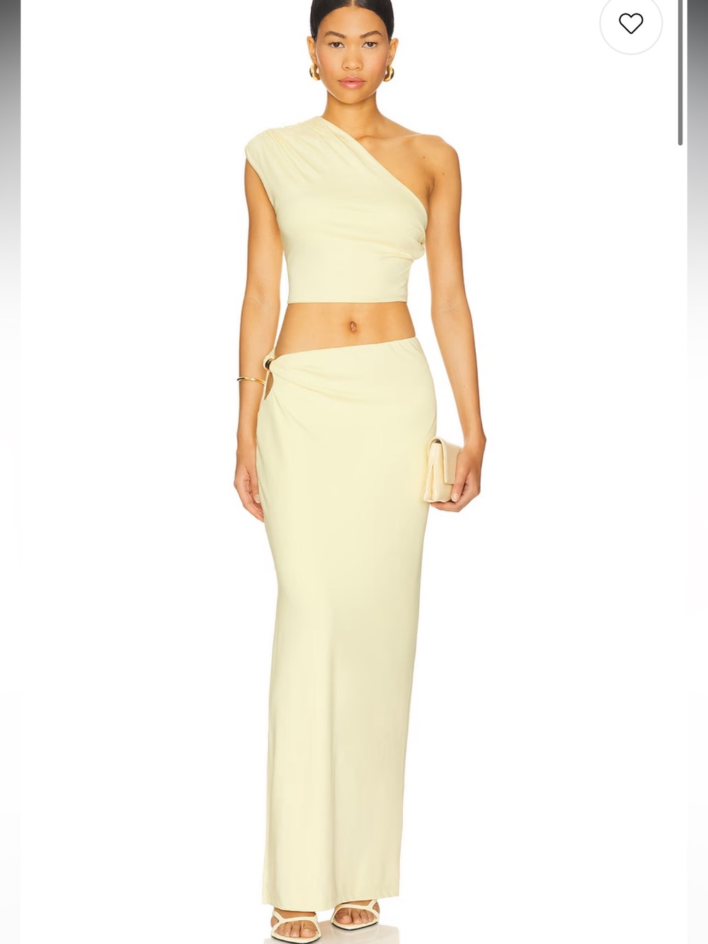 SNDYS Set - One-Shoulder Top and Skirt in Butter Yellow